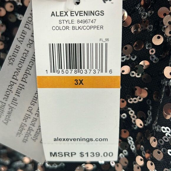 Alex Evenings Sequin Cold Shoulder Top - Picture 7 of 8